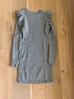 NWT Cupshe Gray Ribbed Knit Long Sleeve Dress
